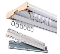 Sistema di binario per tende da soffitto silenzioso a doppia fila per tende da 1-4 m, guida regolabile per privacy e controllo della luce in spazi aperti (bianco, lunghezza totale 5,8 m)