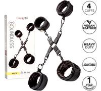 Sistema di blocco bondage mani piedi manette cavigliere nero Pelle regolabile