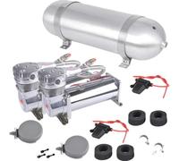 Sistema di bordo del serbatoio dell'aria in alluminio da 3 galloni 12V con kit compressore d'aria 2PCS 200PSI per trombe d'aria 1/4NPT(3gTank-2XCompressor)