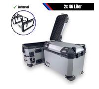 Sistema Di Borse Laterali Moto 2x46L Argento E Supporto Universale