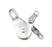 Sistema di carrucole, Puleggia for fune di sollevamento in acciaio inossidabile con ruota singola e doppia, foro da 15-100 mm, confezione da 2(Single pulley 20mm)