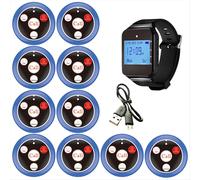 Sistema di chiamata per cameriere con cercapersone per ristorante con pulsante di chiamata in orologio, blu