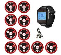 Sistema di chiamata per cameriere con cercapersone per ristorante con pulsante di chiamata per orologio, rosso