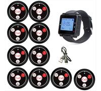 Sistema di chiamata per cameriere con cercapersone per ristorante e pulsante di chiamata per orologio, nero