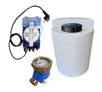 Sistema di clorazione dell'acqua completo di serbatoio 50 lt e contatore lancia impulsi 1"