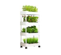 Sistema Di Coltivazione Idroponica Da Giardino, Kit Di Fioriere Per Giardino Idroponico Con Ruote, Supporto Mobile Per Piante Verdi Da Balcone Per Frutta E Verdura(White,4-layer)