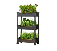 Sistema Di Coltivazione Idroponica Da Giardino, Kit Di Fioriere Per Giardino Idroponico Con Ruote, Supporto Mobile Per Piante Verdi Da Balcone Per Frutta E Verdura(Black,3-layer)
