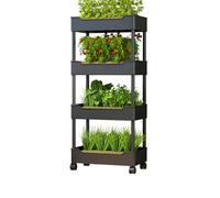 Sistema Di Coltivazione Idroponica Da Giardino, Kit Di Fioriere Per Giardino Idroponico Con Ruote, Supporto Mobile Per Piante Verdi Da Balcone Per Frutta E Verdura(Black,4-layer)