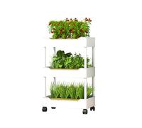 Sistema Di Coltivazione Idroponica Da Giardino, Kit Di Fioriere Per Giardino Idroponico Con Ruote, Supporto Mobile Per Piante Verdi Da Balcone Per Frutta E Verdura(White,3-layer)