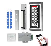 Sistema di Controllo Accessi WiFi Tuya RFID, Tastierino a Codice in Metallo IP68, Alimentatore DC12V, Serratura Elettromagnetica 280kg Finitura Spazzolata Fail Safe, Pulsante di Uscita + 10 Badge(5)