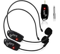 Sistema di cuffie wireless wireless senza fili: microfoni professionali wireless 2.4G per 2 persone - microfono a testa e microfono palmare 2 in 1 - per sistema PA, amplificatore vocale, istruttore di
