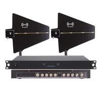 Sistema di distribuzione dell'energia dell'antenna UHF per microfono wireless, amplificatore di segnale con 2 alette dell'antenna, 8 porte di ingresso/uscita, gamma di frequenza 450-950MHz per eventi