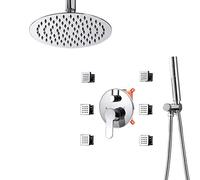 Sistema di doccia a pioggia nascosta, rubinetto per la doccia per bagno con 6pc Ruota Ruota Massaggio Giotto Doccia Montaggio del soffitto 10 "Sopella con doccia a mano e 1,5 m di tubi da