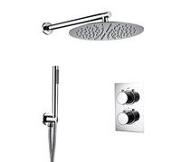 Sistema di doccia cromata in ottone solido con set spray per miscelatore a braccio a parete a soffitto e set di doccia da 12 "a pioggia Beauty Comes