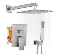 Sistema di doccia per bagno, set di rubinetti per doccia per doccia nera completa Sistema di doccia a pioggia quadrata da 12 pollici con set di rubinetti per la doccia portatile per pressur alta,