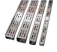 Sistema di drenaggio for trincee in acciaio inossidabile resistente, confezione da 6 - Scarichi a canale largo da 2" 4" 5" 7" con griglia metallica for drenaggio esterno(3.5x3cm)