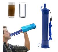 Sistema di filtraggio dell'acqua a livello di 10 nm per escursionismo, campeggio, viaggi, cannucce per purificare l'acqua, cannuccia di emergenza (blu scuro)