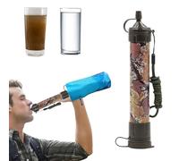 Sistema di filtraggio dell'acqua a livello di 10 nm per escursionismo, campeggio, viaggi, cannucce per purificare l'acqua, cannuccia di emergenza (verde mimetico)