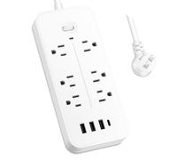 Sistema di gestione dell'alimentazione efficiente, protezione da sovratensione con 6 prese e 3 stazioni di ricarica USB, inclusa 1 porta USB C, offre