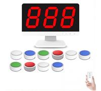 Sistema di gioco a quiz wireless con 10 cicalini e monitor, sistema cicalino a lungo raggio con 4 colori di stato LED e 3 modalità di risposta per concorsi scolastici e giochi di festa