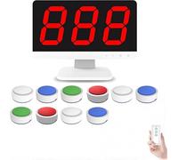 Sistema Di Gioco A Quiz Wireless Con 10 Cicalini E Monitor, Sistema Di Cicalino Di Gioco A Lungo Raggio Con 4 Colori Di Stato Led E 3 Modalità Di Risposta Per Concorsi Scolastici E Quiz Di F 14groups