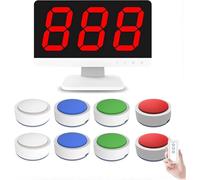 Sistema Di Gioco A Quiz Wireless Con 10 Cicalini E Monitor, Sistema Di Cicalino Di Gioco A Lungo Raggio Con 4 Colori Di Stato Led E 3 Modalità Di Risposta Per Concorsi Scolastici E Quiz Di F 8 groups