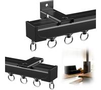 Sistema di guide scorrevoli in alluminio nero da 80 cm, per montaggio a soffitto e parete, ideale per divisorio, soggiorno, doccia, arredamento versatile per la casa