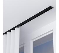 Sistema di guide scorrevoli ultra sottili in alluminio nero da 12 mm con pulegge silenziose, facile installazione, lunghezza 9,1 m per tende personalizzate, perfetto per l'arredamento della casa.