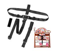 Sistema di imbracatura a 3 punti per seggiolone, 1 set, compatibile con Hauck Alpha Beta, Stokke Tripp Trapp, Roba e molti altri, in nero, con cinghia inguinale