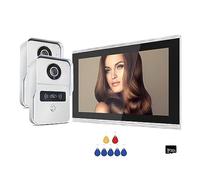 Sistema di Interfono 2MP 1080P Videocitofono da 10 pollici Touch Screen Big Tuya Wireless POE Campanello cablato for controllo accessi RFID Villa Flat(2v1)