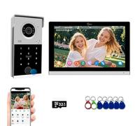 Sistema di interfono per appartamenti con videocitofono cablato,monitor touch da 10 pollici con campanello 1080P, supporto per sblocco con password,impronte digitali,Tuya (1 Campanello + 1 Monitor)