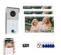 Sistema di interfono per appartamenti con videocitofono cablato,monitor touch da 7 pollici con campanello 1080P, supporto per sblocco con password,impronte digitali,Tuya (1 Campanello + 3 Monitor)