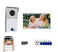 Sistema di interfono per appartamenti con videocitofono cablato,monitor touch da 7 pollici con campanello 1080P, supporto per sblocco con password,impronte digitali,Tuya (1 Campanello + 1 Monitor)