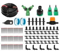 Sistema di irrigazione, 140 pezzi, 45 m, kit per irrigazione a goccia, irrigazione automatica con ugello regolabile, irrigazione da giardino resistente ai raggi UV, per paesaggio, serra, terrazzo