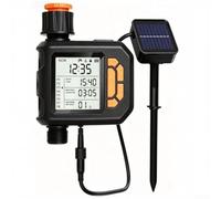 Sistema di irrigazione a goccia automatico da giardino con sensore di pioggia, regolatore timer dell'acqua ad energia solare, interruttore per rubinetto tubo multizona, irrigatore impermeabile IP54