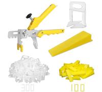 Sistema di livellamento delle piastrelle con pinza per piastrelle, 300 distanziatori per piastrelle e 100 cunei riutilizzabili, set di strumenti per l'installazione in pietra (distanziatori per