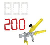 Sistema di livellamento per piastrelle da 1/16 ", 800 fermagli per livellatori per piastrelle, 200 cunei riutilizzabili e 1 pinza per piastrelle per installazione di regolazione delle piastrelle da parete