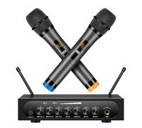 Sistema di microfoni wireless Microfono dinamico senza fili UHF Microfono portatile wireless a doppio canale con Echo Controllo del volume Bluetooth per Karaoke Canto Chiesa per Amplificatore