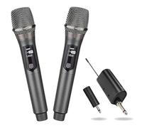 Sistema di microfoni wireless portatile di qualità professionale con ricevitore ricaricabile e uscita da 3,5 mm, trasmissione a frequenza fissa, per spettacoli DJ, eventi in chiesa, karaoke, 60 m