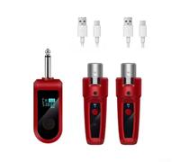 Sistema di microfoni wireless, trasmettitore e ricevitore XLR, adattatore per microfoni dinamici per suono dal vivo, mixer audio, chiesa, studio (rosso da 1 a 2)