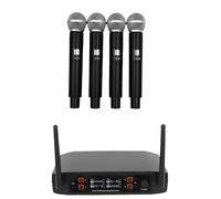 Sistema di microfono senza fili con 4 microfoni senza fili quattro microfoni a mano, set di microfoni wireless per canto, conferenze, presentazioni, webcast, karaoke, casa, KTV