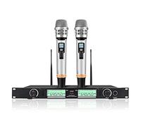Sistema di microfono wireless ricaricabile UHF - doppia antenne e display LCD microfono palmare per karaoke, discorsi, riunioni, feste e palcoscenici con doppio microfono wireless