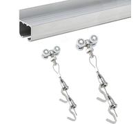 Sistema di montaggio di immagini, Kit sistema for appendere quadri, binari in alluminio, cavi in acciaio, ganci, confezione da 11, diverse misure(5ft(152cm) rail,6.5'/2m Cord)