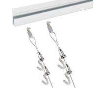 Sistema di montaggio di immagini, Kit sistema for appendere quadri con binario in alluminio e cavi in acciaio, bianco, misure multiple, confezione da 11(1m Rail/39.4in,1m/39.4in Cord)
