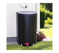 Sistema di raccolta dell'acqua piovana da 380 litri, ecologico, con filtro rubinetto, serbatoio nero resistente, per la conservazione dell'acqua di giardino e patio