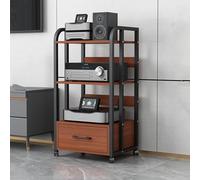 Sistema di rack stereo regolabile, resistente armadio per componenti audio video con ruote e cassetto per giradischi e TV Box, torre audio hi-fi salvaspazio