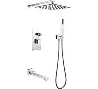 Sistema di rubinetto doccia a parete con soffione a pioggia e set combinato portatile per installazione completa del bagno