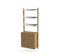 Sistema di Scaffalature MOD Modello 5 2x1925 Rail + 3 Ripiani + Mobiletto in Rovere/ Alluminio