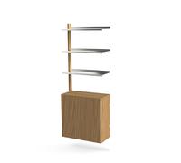 Sistema di Scaffalature MOD Modello 6 1 Binario 1925 + 3 Ripiani + Mobiletto in Rovere/ Alluminio