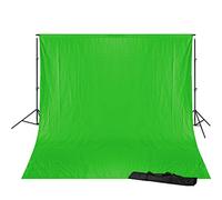 Sistema di sfondo portatile Bresser con treppiedi in alluminio e telo in cotone, 3x6m, verde chromakey, barra trasversale 150-300cm, per fotografia e videografia